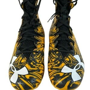 Under Armour Hi Cut Soccer Football Shoe US 10 Yellow Black Cleats Lace Up